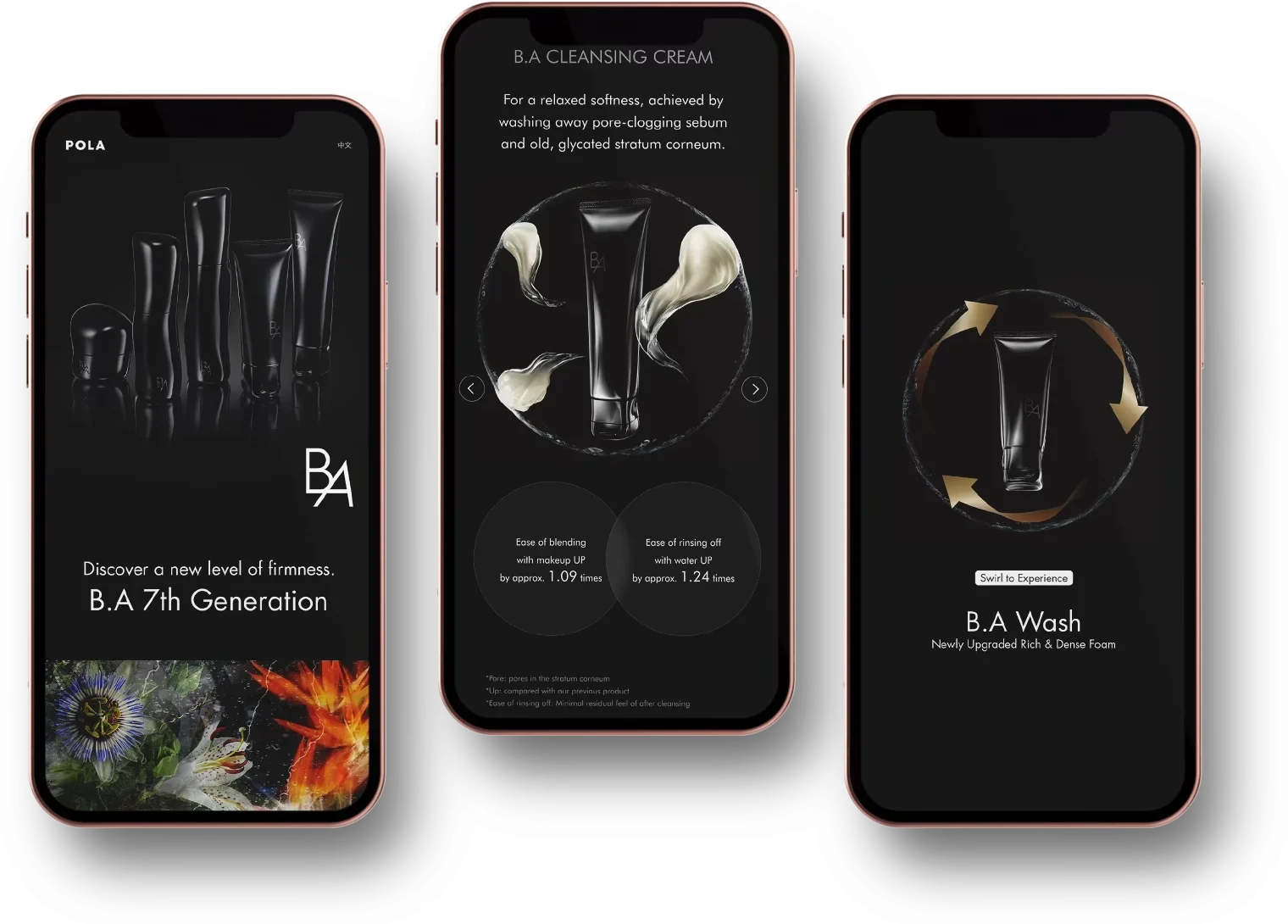 POLA B.A 7th Generation campaign on three phones